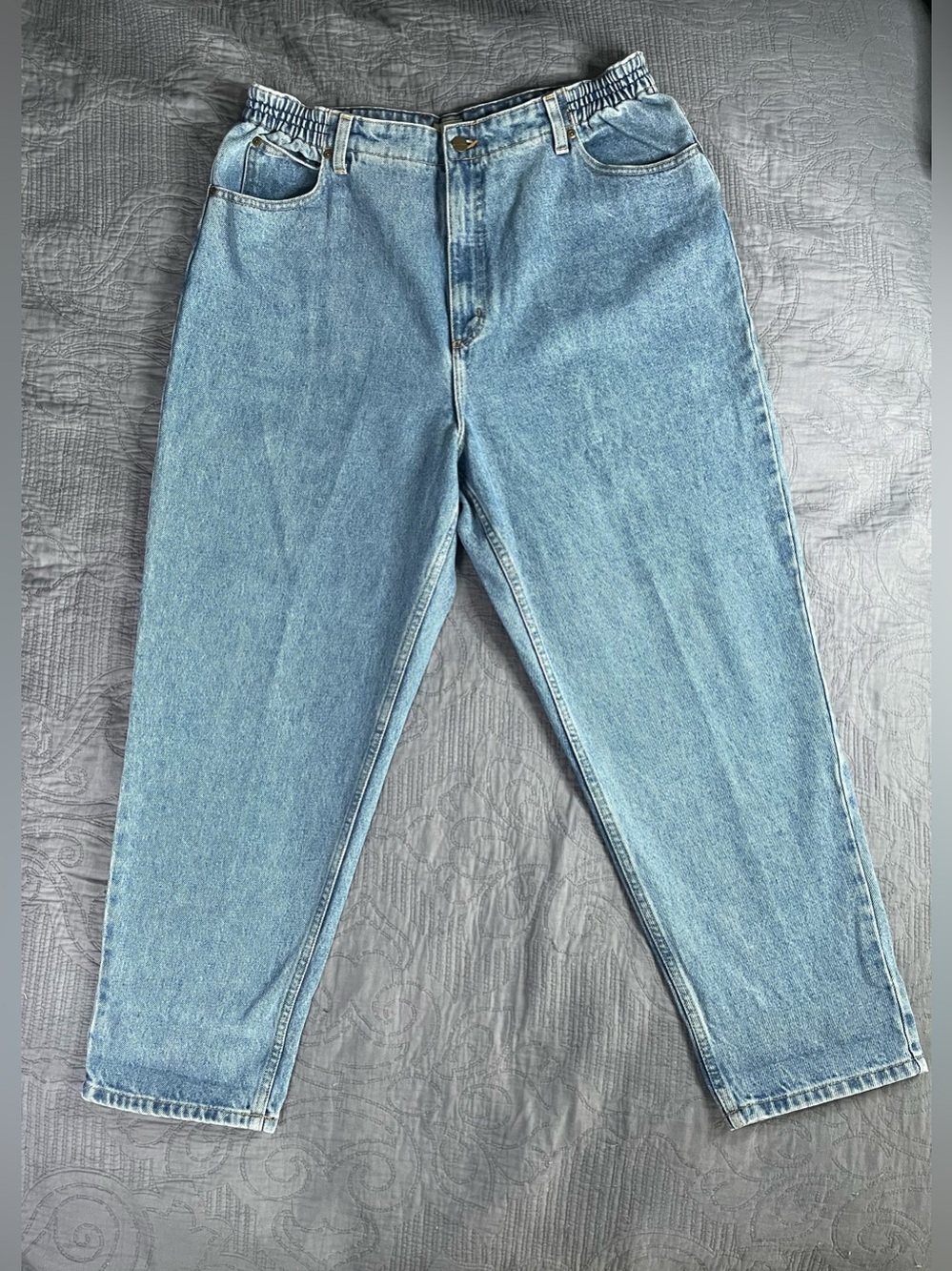 L.L. Bean Vtg Original Fit Relaxed Tapered Leg Elastic Waist Mom Jeans Size: 18